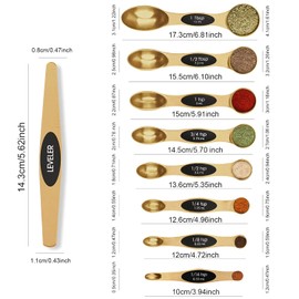 Magnetic Measuring Spoons Set Stainless Steel with Leveler-9pcs Stackable Measuring Cups for Baking-Measuring Cups and Spoon Set Kitchen Gadgets Apartment Essentials Fits in Spice Jars