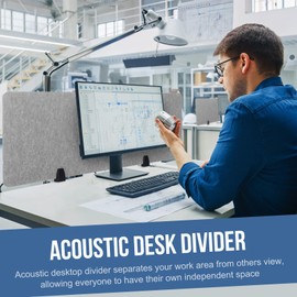 Yaomiao 4 Pack Acoustic Desk Divider Soundproof Desk Privacy Panel Freestanding Desk Partitions Sound Absorbing Desk Divider for Office Reduce Noise and Visual Distractions 47.3" x 16" (Light Gray)