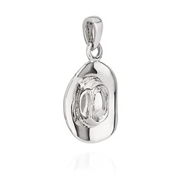 NKlaus Cowboy Hat Pendant 925 Silver 18 x 11 mm Cowgirl Sheriff Silver Pendant 10190, Silver