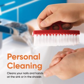 Superio Nail Brush for Cleaning Fingernails, Nail Scrubber Brush, Toe Foot Hands Fingernail Brush Cleaner- Small Scrub Brush- All-Purpose Stiff Cleaning Brush(8, Red)