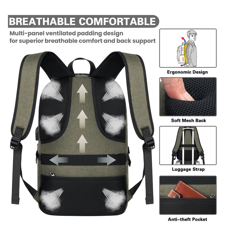 AMBOR Anti Theft Backpack, 15.6-17.3 inch Business Laptop Carry on