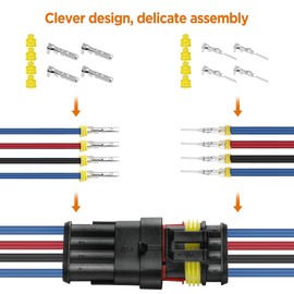 Taoluwin Waterproof Electrical Wire Connector, 352PCS Male and Female Wiring Connectors Kit, Electrical Connectors, for Electrical Connector 1/2/3/4 Pin Connector, for Vehicles & Marine