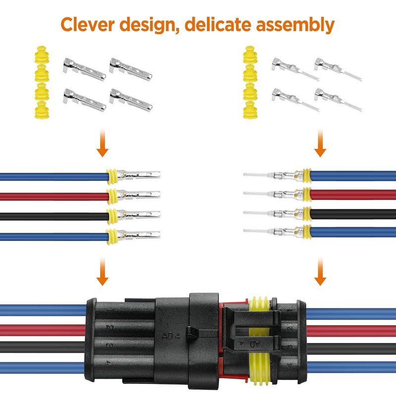 Taoluwin Waterproof Electrical Wire Connector, 352PCS Male and Female Wiring