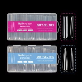 YIHECWY480PCS 3XL Long Clear Soft Gel & Acrylic False Nails - 2 Styles (Square), 12 Sizes Full Cover Extensions for Beginners, Home Salon & DIY