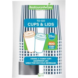 Restaurantware 20 Ounce Disposable Coffee Cups With Lids, 400 Hot Cups With Lids