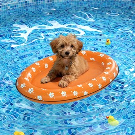 Pet Soft Dog Float Raft - Inflatable Dog Swimming Float for Summer (Small, Orange)