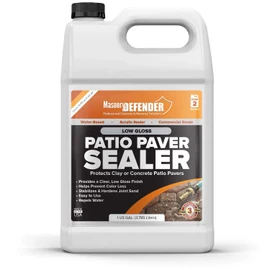 MasonryDefender Low Gloss Patio Paver Sealer - Clear Water-Based Sealant for Patio Pavers & Natural Stone Surfaces - 1- Gallon