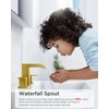 FORIOUS Square Brushed Gold Bathroom Faucets 3 Hole, Waterfall 8