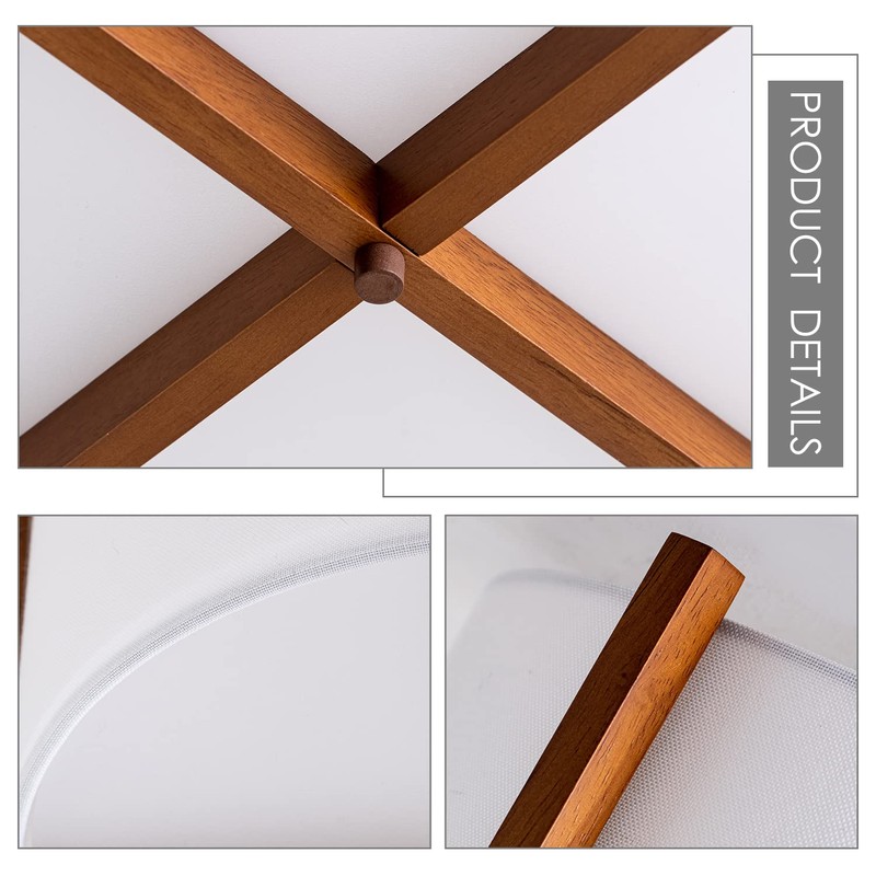 VILUXY Semi-Flush Mount Ceiling Light Fixture with Wood and Off-White