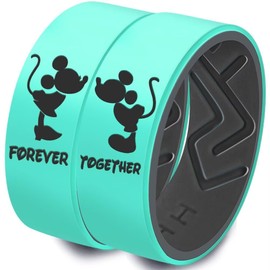XAHH Silicone Couple Ring,Forever Together Promise Engagement Wedding Band,Miko & Mina Mouse Kissing Design Lovers Ring,Green Men Size 12
