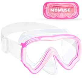 MOMUSE Children's Diving Goggles with Soft Fabric Strap, Swimming Goggles with 3D Nose Cover, Diving Mask, Anti-Fog & Shatterproof Lens, Snorkel Mask for Boys Girls 4-14 Years