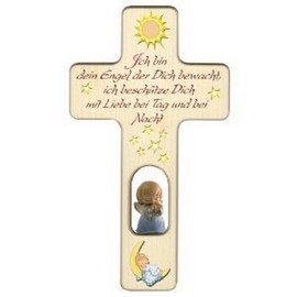 Holzkreuz für Jungen zu Geburt, Taufe oder Kindergeburtstag/Dekoration für Kinderzimmer mit Aufhängung für die Wand