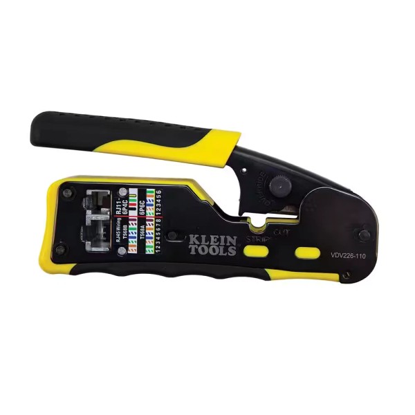 Ratcheting Ethernet Wire Crimper / Stripper / Cutter, for Pass-Thru
