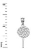Solid 925 Sterling Silver Retro Candy Swirl Lollipop Charm Pendant