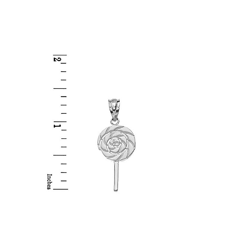 Solid 925 Sterling Silver Retro Candy Swirl Lollipop Charm Pendant