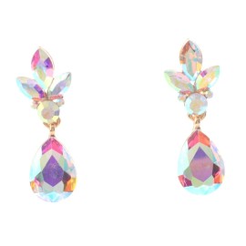 neXxtten Gold Tone Alloy Metal Crystal Rhinestone Drop Post Earrings ER2563-GAB