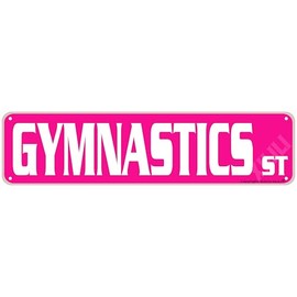 XILILI Gymnastics Street Sign Rustic Metal Sign Door Name Plate Plaque Home Garage Man Cave Bar Wall Decor Art 8 x 12 Inch