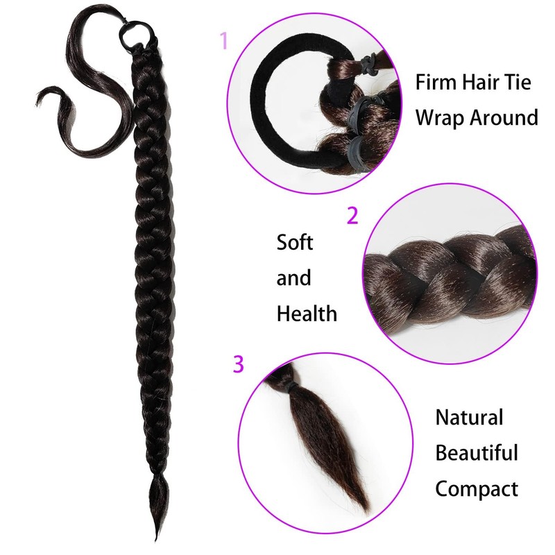 2 Packs Long Braid Ponytail Extension for Black Women with