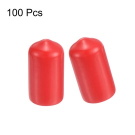 sourcing map 100pcs Rubber End Caps 10.5mm(7/16") ID Vinyl PVC Round Tube Bolt Cap Cover Screw Thread Protectors Red
