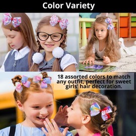 Fsmiling Hair Bows For Girls Alligator Clips Girls Bows Grosgrain Ribbon Bows Hair Accessories for Girls Valentine's Day Easter Party 18 Pack