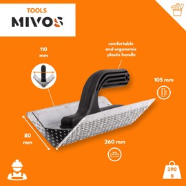MIVOS Sanding Board Square – Rasp Board for Styrofoam – Grating Board with Galvanised Sheet Steel Rasp Coating – 260 mm – Leveling Board – Grinder – Hand Grinder – Made in the EU