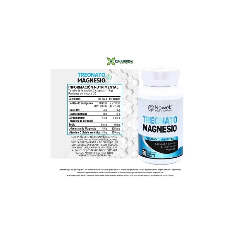 Memoria, L-treonato De Magnesio - 60 Cáps 500 Mg Nowek
