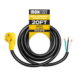 Iron Forge Cable 30 Amp RV Replacement Cord 20 ft - 10/3 RV Extension Cord 20 Foot NEMA TT-30P to Open End 3 Wire - Heavy Duty 10 Gauge STW RV Cord