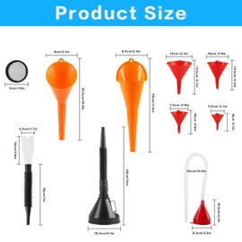 12 Piece Filling Funnel Set, Car Petrol Funnel, Oil Funnel, Oil Filling Funnel, Flexible Plastic Funnel Set, Fuel Funnel with Hose with Spout and Long Car Oil Motorcycle Funnels