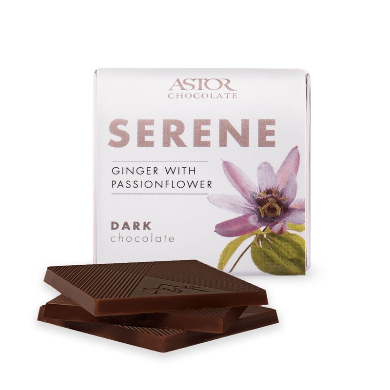 Astor Chocolate Serene Dark Chocolate Ginger with Passion Flower Squares