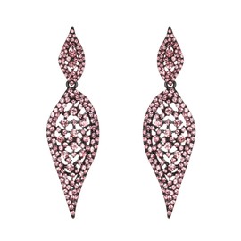 EVER FAITH Leaf Earrings Costume Party Jewellery 2 Leaves Round Crystal Hollow Out Chandelier Earrings for Women, Crystal, No Gemstone