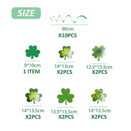 NIDHFG 10 Pieces Of Clover Spiral Pendant, 1 Piece Of Clover Pull Flag, Ireland Lucky, Hanging Background Props, St. Patrick'S Day Decoration.
