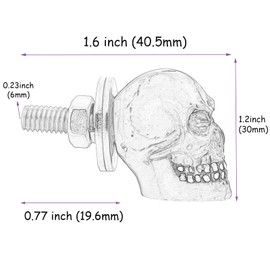 Temzzer Motorcycle License Plate Bolts Skull Car Tag Fasteners Anti Theft License Frame Bolts for Most Vehicle Motorbike, 4 Pcs(Black)