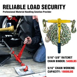 Chain and Binder Kit 5/16in-3/8in，G80 Chains Heavy Duty Ratchet Load Binders，Secure Tie Down Binder for Hauling and Towing,2 Pack