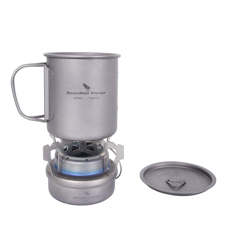 Boundless Voyage Titanium Denatured Alcohol Burner Camping Stove Portable Ultralight