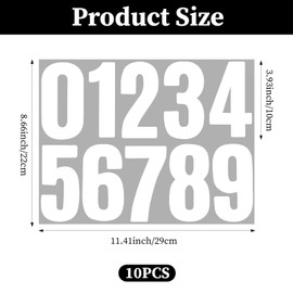 100pcs 10 Sheets 4 Inch White Vinyl Numbers Stickers, 0-9 Large Mailbox Number Stickers Self Adhesive Waterproof House Number Decals Address Numbers Sticker for Outside Mailbox Signs Doors Windows Car