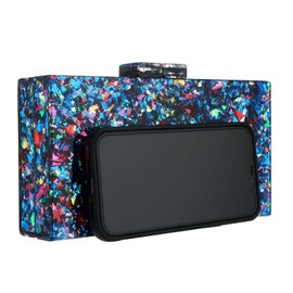 Gets Acrylic Purses and Handbags for Women Multicolor Perspex Box Clutch Purses for Women Wedding Evening Crossbody Handbag (Mixed Blue)
