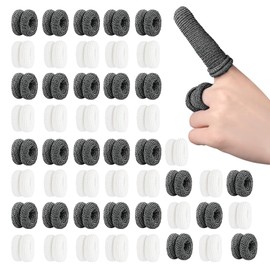 FINEASY Pack of 50 Finger Bandages, Stretchy Finger Plasters, Fingertip Protection, Finger Cots Bandage, Finger Protectors, Finger Cots for Work, Kitchen, Finger Protection for Injury, White & Black