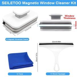 2024 New Magnetic Window Cleaner, SEILETOO Car Window Cleaner Magnetic Tool, Double-Sided Window Cleaner Glass Wiper, Window Cleaning Tools for High Windows, Car Glazed