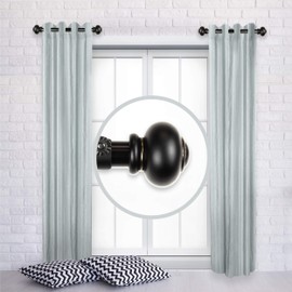 A&F Rod Decor - Orbed 1" Side Curtain Rod 12-20 inch (Set of 2) - Black