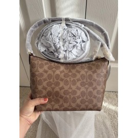 Coach Zip Top Shoulder Bag In Signature Canvas W/Horse And Carriage Print CX588