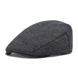 STARANCE Men Hat Wool Blend Newsboy Ivy Hat Tweed Flat Cap (Herringbone Gray, 7 1/2)