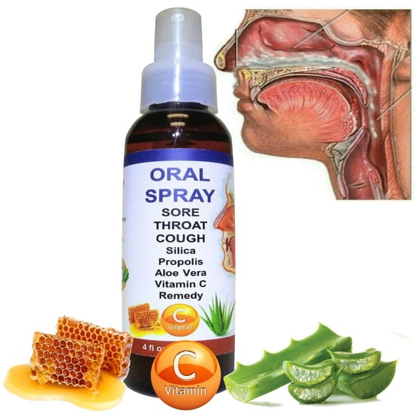 Sore Throat Cough ORAL SPRAY Silica Bee Propolis Vitamin C Eucalyptus ALKAVITA