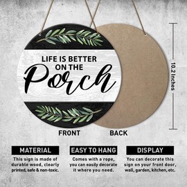 Farmhouse Welcome Sign - Porch Wall Decor, Housewarming Gift - Life Is Better On The Porch