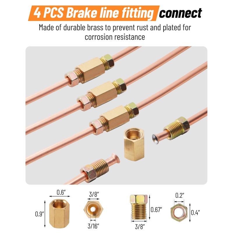 Racewill 25 ft 3/16 Copper Coated Brake Line Kit (Includes
