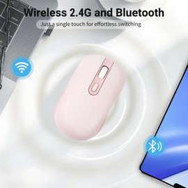 KUYHRF mouse inalámbrico recargable Bluetooth (rosa)