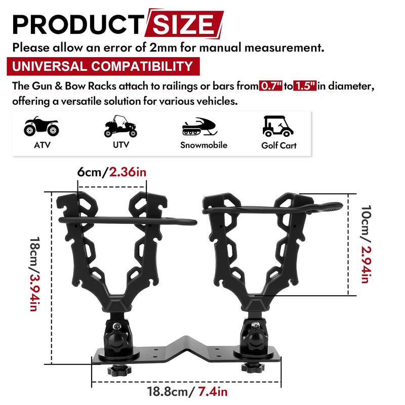 Upgraded Double ATV / UTV Gun Rack, Hunting Tool Holder