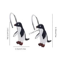 LLYSTTDS Penguin Shower Curtain Hooks 12pcs Metal Decorative Shower Curtain Hooks Rust Proof Shower Curtain Rings for Bathroom Bathroom Accessories Set