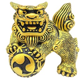 Kubakasaya Shisa Figurine, Okinawa Souvenir, Entrance Pair, Ball Riding Shisa, Good Luck, Feng Shui, Good Luck, Auspicious Charm, Ryukyu