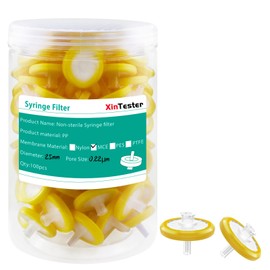 Xin Tester 100 PCS Non-Sterile Syringe Filter MCE Membrane 25mm Diameter 0.22um Pore Size Hydrofilic Syringe Lab Filters