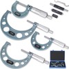 REXBETI 4Pcs Outside Micrometer Set, 0-4" Machinist Micrometer, Ultra-Precision Carbide